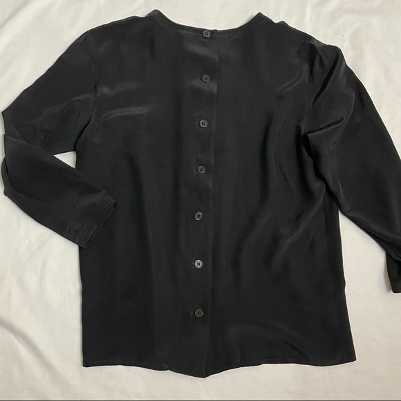 Joseph Ho Black Silk Back Buttons Blouse Size 8 - Picture 5 of 9
